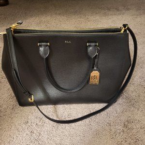 Lauren Ralph Lauren Leather Large Newbury Double Zip Satchel